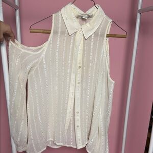 Forever 21 Cream Cold Shoulder Blouse